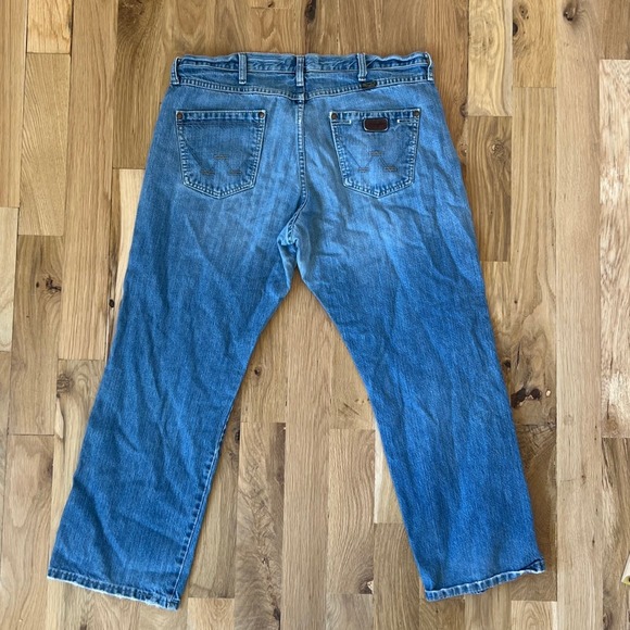 Mens Wrangler Boot Cut Medium Wash‎ Denim Jeans SZ 38 x 30 - Picture 5 of 6